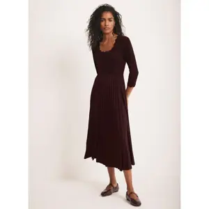 Mint Velvet Burgundy Scallop Trim Midi Dress